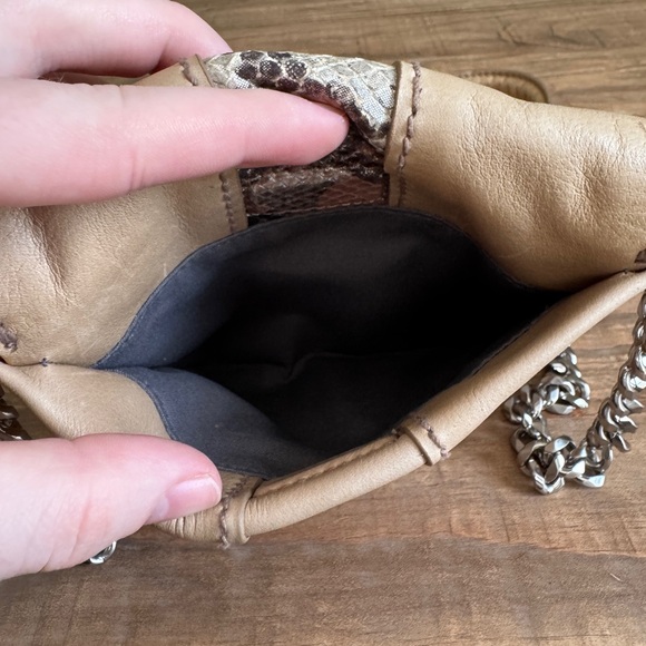 Ramy Brook Chain Leather Crossbody Bag or Clutch with Snakeskin Detailing Silver - Picture 9 of 16